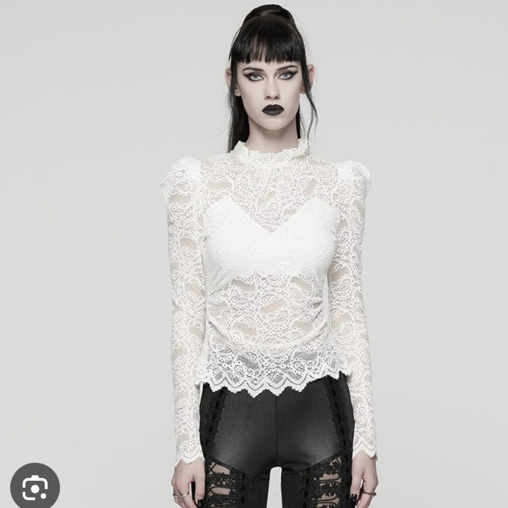 Punk Rave White Lace Blouse M/L